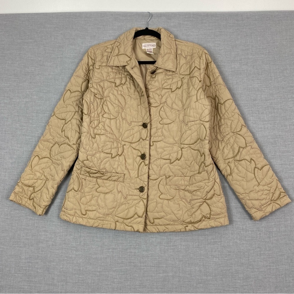Northern Reflections Quilted Jacket Embroidered Leaf Design Size Small Pockets